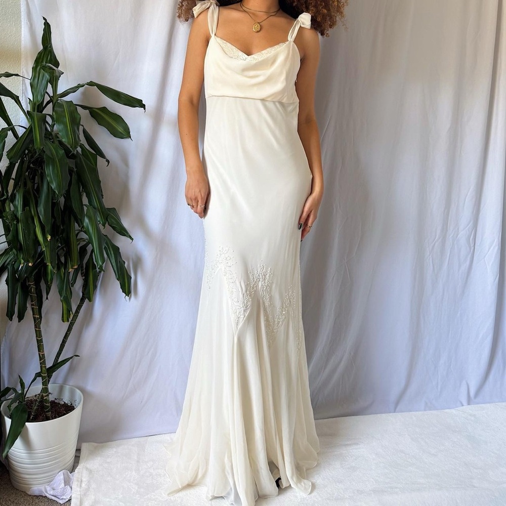 Vintage Ivory beaded long Dress